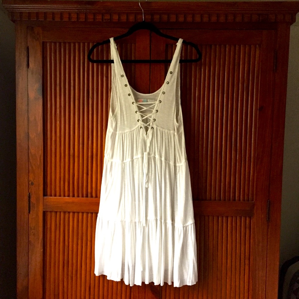 White ruffles great layer or bathing suit coverup